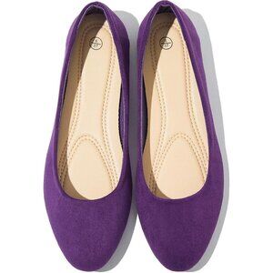 Women's Purple Round Toe Flat Dressy Ballet Flats Comfortable Dress Shoes
